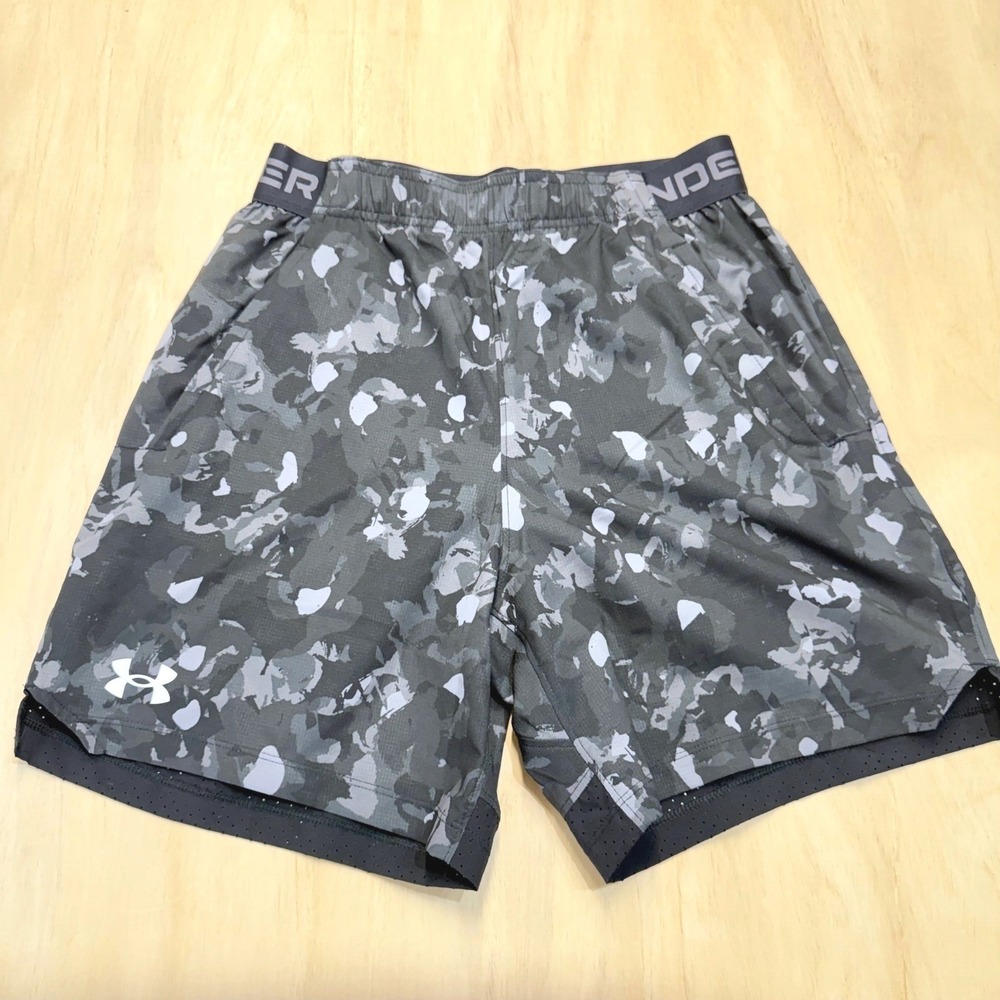 Under Armour Mens Vanish Woven 6in Print Shorts Camo Grey Black Small NEW - Picture 6 of 8